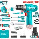 Total THKTHP10892 طقم درل 12 فولت مع عدة 89 قطعة اكسسوارات