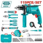 Total THKTHP1152 115 Pcs Tools set 680w درل 13ملم 680 واط مع طقم عدة 115 قطعه