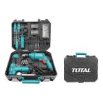 Total THKTHP1192 119 Pcs tools set طقم درل كهرباء 13ملم 680 واط + درل شحن 12 فولت مع طقم عدة 119 قطعة
