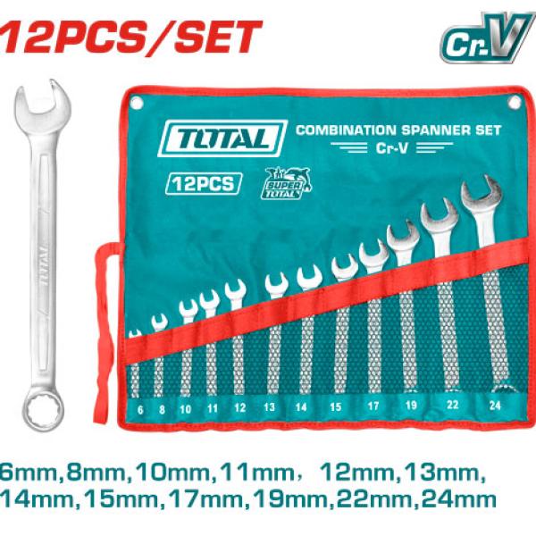 طقم شق رنج 6-24 ملم Total THT1022121 12Pcs combination spanner set