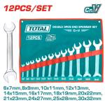 Total THT1023121 12 Pcs double open end spanner set طقم شق شق 12 قطعة