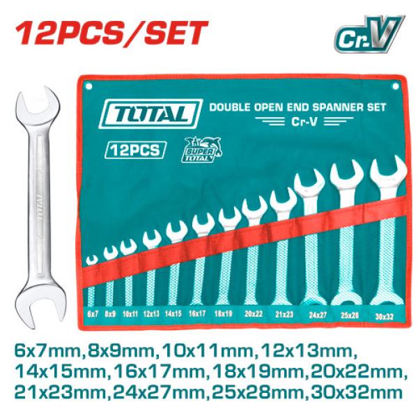 Total THT1023121 12 Pcs double open end spanner set طقم شق شق 12 قطعة