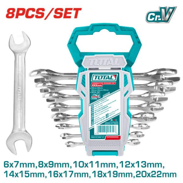 TOTAL THT102386 8PCS Double open end spanner set طقم شق شق