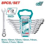 Total THT102RK586 8 Pcs Flexible Ratchet spanner set طقم شق رنج طقطيقة