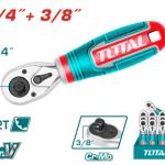 Total THT1061438 1/4"&3/8" Stubby ratchet handle طقطيقة
