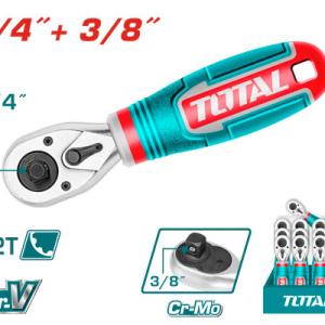 Total THT1061438 1/4"&3/8" Stubby ratchet handle طقطيقة