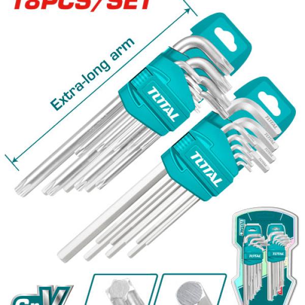 Total THT106KT0181 18 Pcs hex key and torx key set طقم الن كي مسدس ومشرنف 18 قطعة