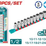 Total THT121101 10 Pcs 1/2" socket set طقم بوكس 10-24 ملم