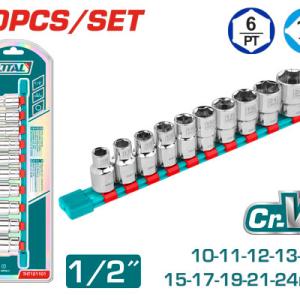 Total THT121101 10 Pcs 1/2" socket set طقم بوكس 10-24 ملم
