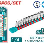 Total THT1411023 طقم بوكسات 1/4 أنش 10 قطع 5-14 ملم