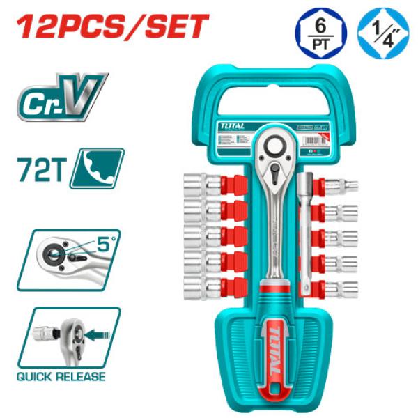 Total THT14114126 12Pcs 1/4 socket set طقم بوكس طقطيقة