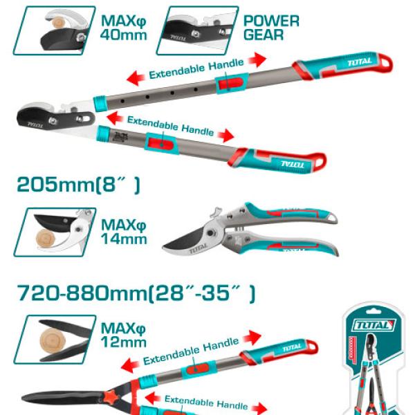 Total THT1593301 طقم مقصات زراعي 3 قطع 