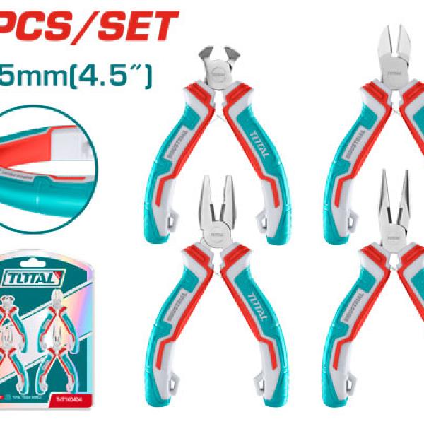 Total THT1K0404 4 Pcs mini pliers set طقم زراديات الكتروني 4.5 انش 4 قطع