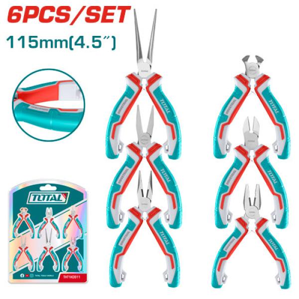 Total THT1K0511 6pcs mini pliers set 4.5" طقم زراديات الكتروني