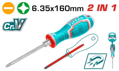 TOTAL THT250206 2 IN 1 Screwdriver set مفك قلاب