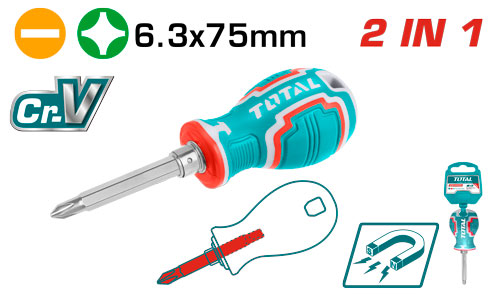 TOTAL THT250216 2 IN 1 Screwdriver set مفك قلاب طبة قصير