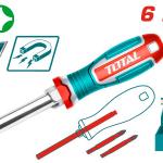 TOTAL THT2506076 6 IN 1 Screwdriver set مقك مع راسيات