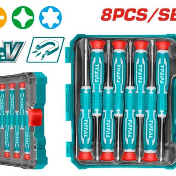 Total THT250826 طقم مفكات الكتروني 8 قطع