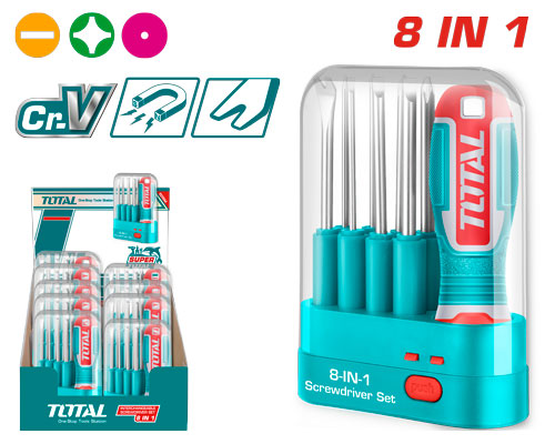 TOTAL THT250906 INTERCHANGEABLE SCREWDRIVER SET 9 PCS طقم مفكات 9 قطع