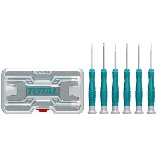TOTAL THT250PS0601 6Pcs precision screwdriver set طقم مفكات الكتروني علبه شفاف