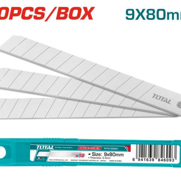 شفرات مشرط رفيع 10 قطع TOTAL THT5190901 9*80MM