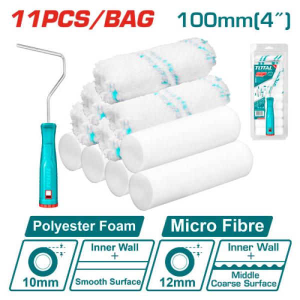 TOTAL THT81121001 CYLINDER BRUSH 12 IN 1 SET طقم رول دهان 10 سم 12 قطعة