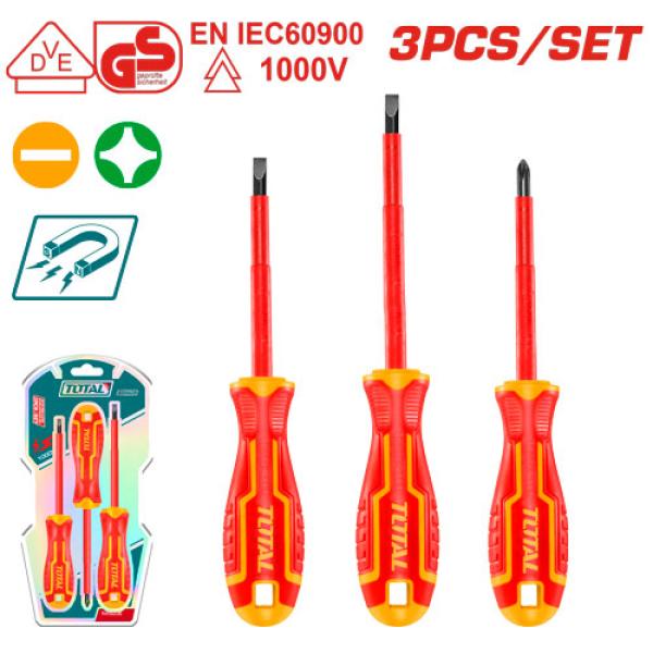 Total THTIS036 3 Pcs insulated screwdriver set طقم مفكات معزول 3 قطع
