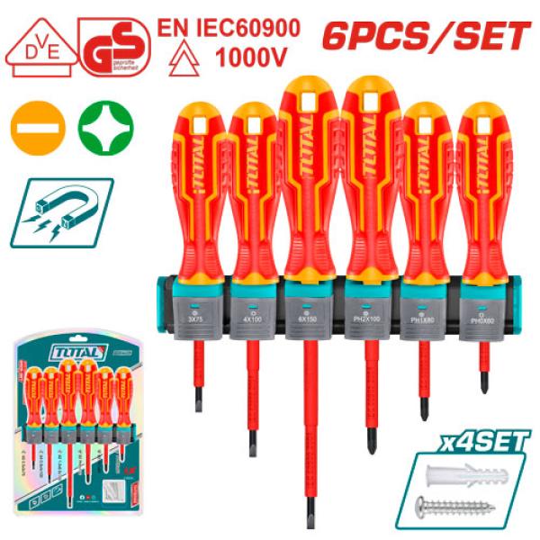 TOTAL THTIS566 6 Pcs insulated screwdriver set طقم مفكات معزول