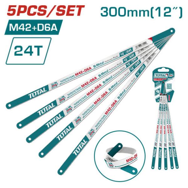 Total THTKT57245 Bi-Metal Hacksaw Blade Set نسلة منشار حديد 5 قطع