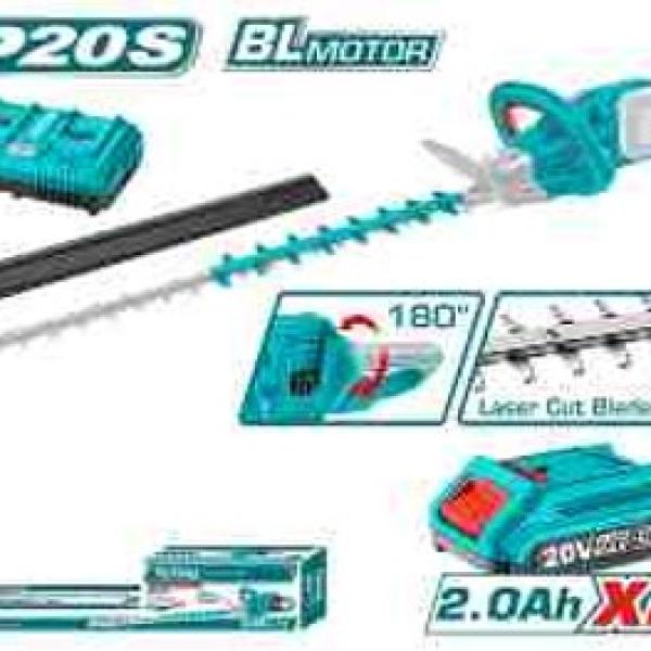 Total THTLI400282 مقص سياج شحن 40 فولت صناعي مع 2 بطارية وشاحن