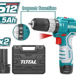 TOTAL TIDLI1232 Lithium-Ion impact drill 12V درل شحن مع شاكوش 2 بطارية 10 ملم مع شنطة بلاستيك