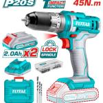 Total TIDLI201452 درل شحن 20 فولت مع 2 بطارية وشاحن واكسسوارات