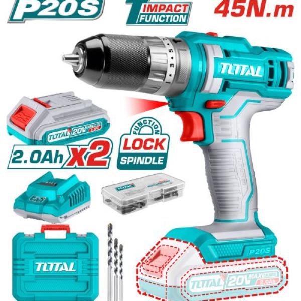 Total TIDLI201452 درل شحن 20 فولت مع 2 بطارية وشاحن واكسسوارات