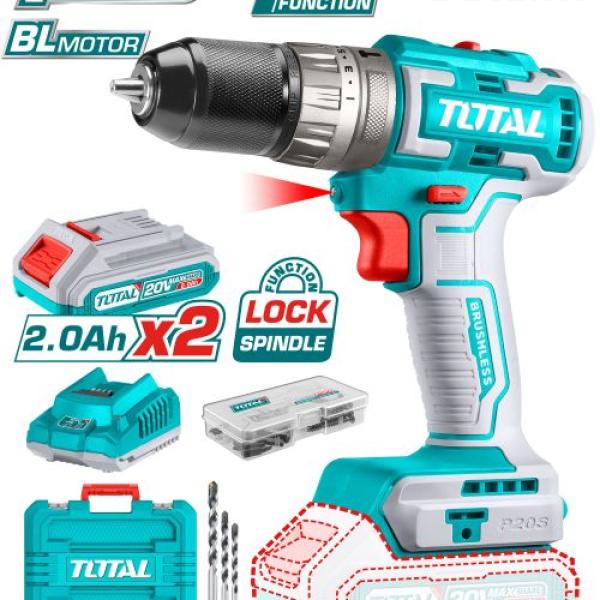 Total TIDLI20508 درل شحن 20 فولت نظام شاكوش + 2 بطارية وشاحن 