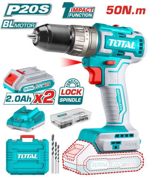 Total TIDLI20508 درل شحن 20 فولت نظام شاكوش + 2 بطارية وشاحن