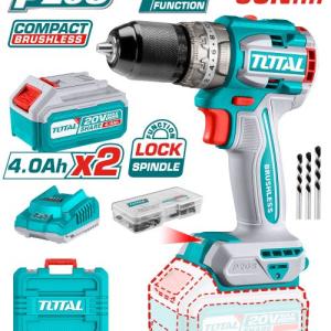 Total TIDLI206026 درل شحن 20 فولت 60 نيوتن مع 2 بطارية 4 أمبير جوزة 13 ملم حديد