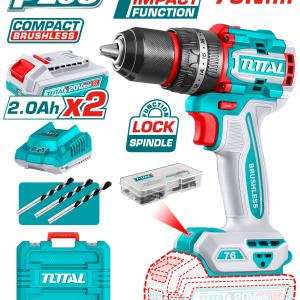 Total TIDLI20768 درل شحن 20 فولت 76 نيوتن مع 2 بطارية 2 أمبير وشاحن
