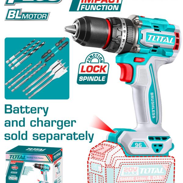 Total TIDLI209681 درل شحن 20 فولت 96 نيوتن بدون بطاريات