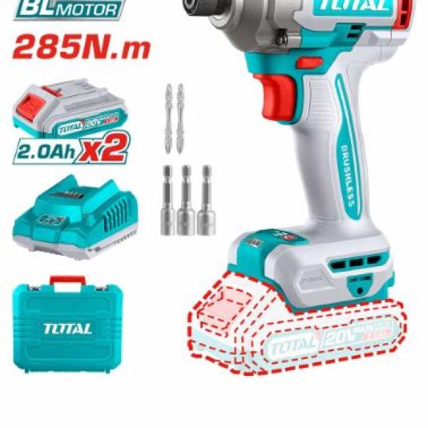 Total TIRLI2028 درل بوكس شحن 20 فولت 285 نيوتن مع 2 بطارية 2 أمبير وشاحن