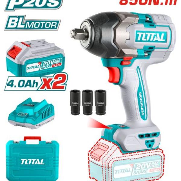 Total TIWLI2085 درل بوكس 850 نيوتنمع 2 بطارية 4 أمبير وشاحن TDRLI2060151