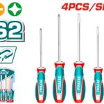 Total TKSDS0426 طقم مفكات عادي ومصلب 4 قطع