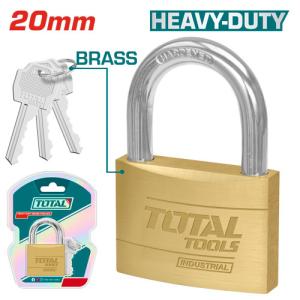 TOTAL TLK32202 Heavy duty brass block padlock قفل نحاس 20 ملم