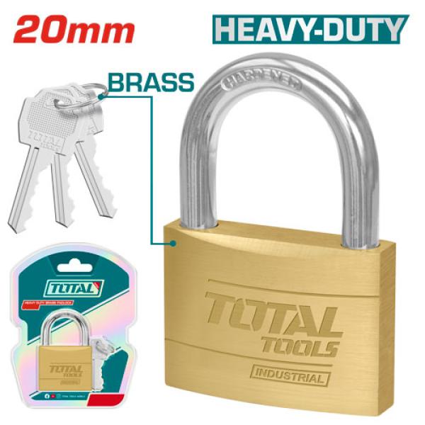 TOTAL TLK32202 Heavy duty brass block padlock قفل نحاس 20 ملم