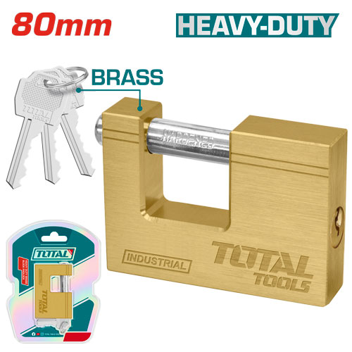TOTAL TLK32803 Heavy duty brass block padlock قفل نحاس 80 ملم مربع