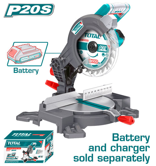 TOTAL TMS2001 Lithium-Ion MITRE saw 20V منشار ذيل شحن بدون بطاريةBLADE SIZEΦ - 210 Χ 25.4mm