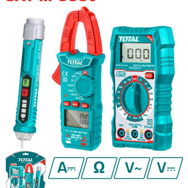 Total TMT43028 طقم الكتروني كلامب ميتر + ملتي ميتر + فاحص فولتية