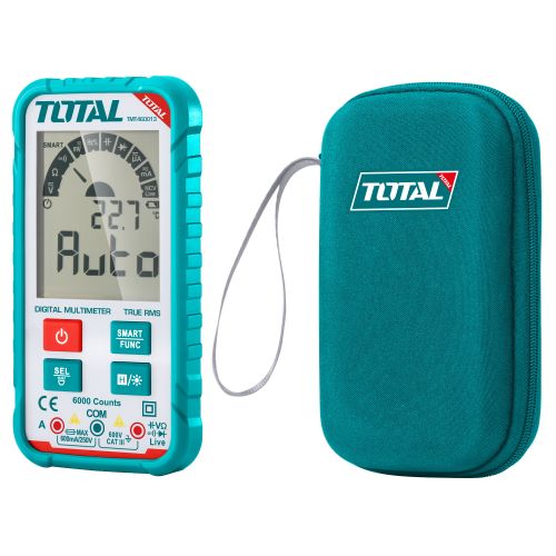 Total TMT460013 Digital Multimeter DC ملتي ميتر600 فولت اتوماتيك مع شنطة قماش ثقيل