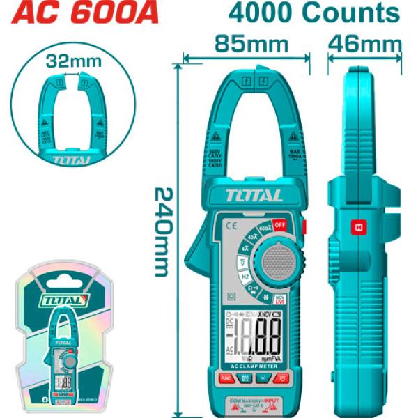 Total TMT766001 كلامب ميتر 600 أمبير 