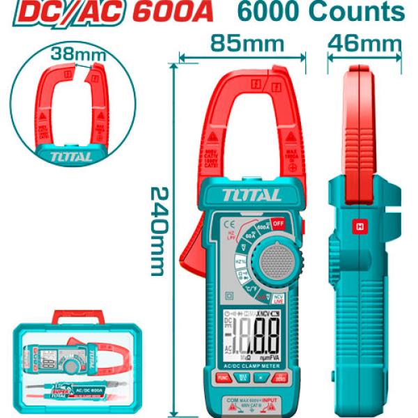 Total TMT766002 AC/DC كلامب ميتر 600 أمبير
