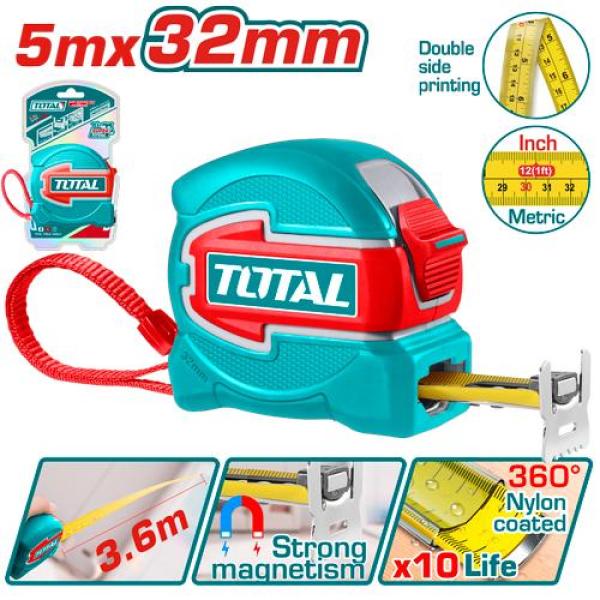 Total TMT80532M متر قياس 5 متر *32 ملم ثقيل جدا يفتح 3.6 دون ثني